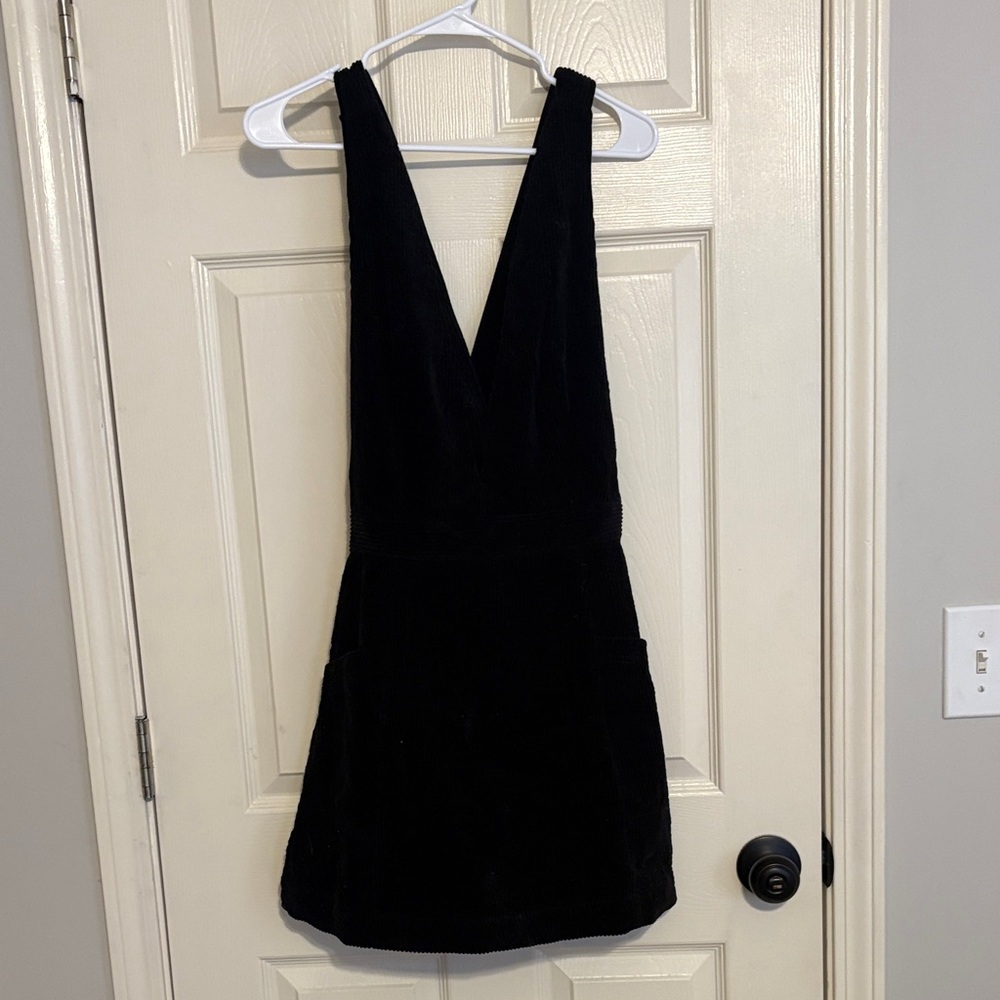 Black corduroy overall dress